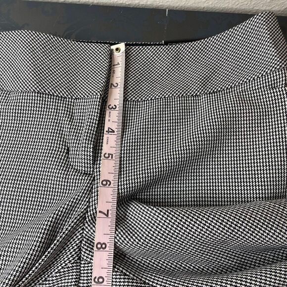 Express Editor Wide Waistband Low Rise Flare Dress Pants Houndstooth Size 2 - Picture 9 of 11